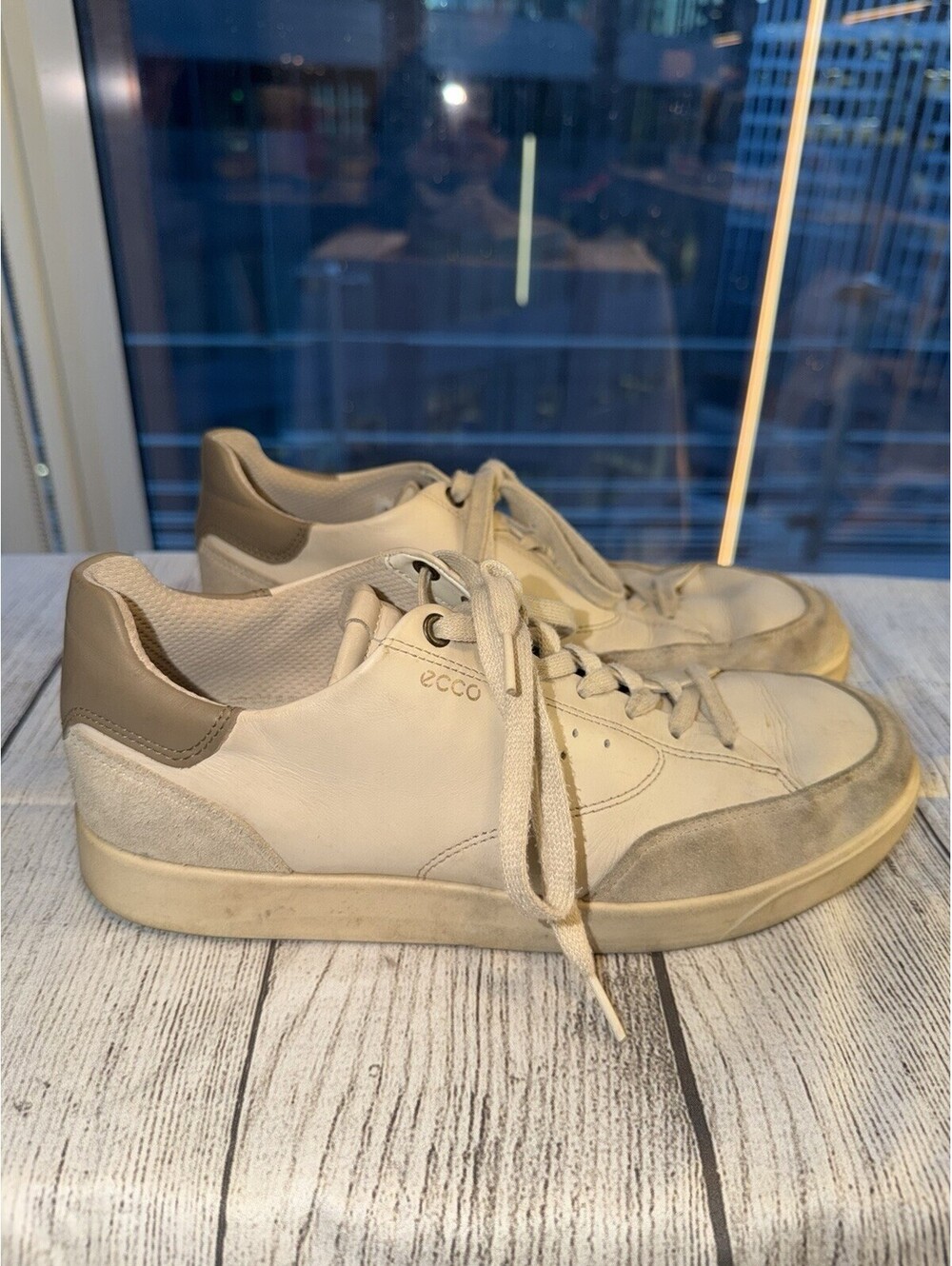 ECCO Mens Street Lite Retro Sneaker White Grey Suede Size 42
